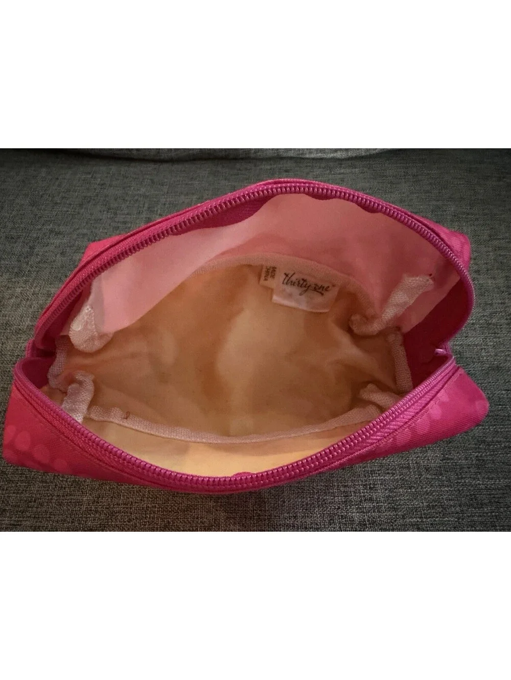 Thirty One Small Travel Bag Pink Lotsa Dots  Makeup Brush Cosmetic School Pencil